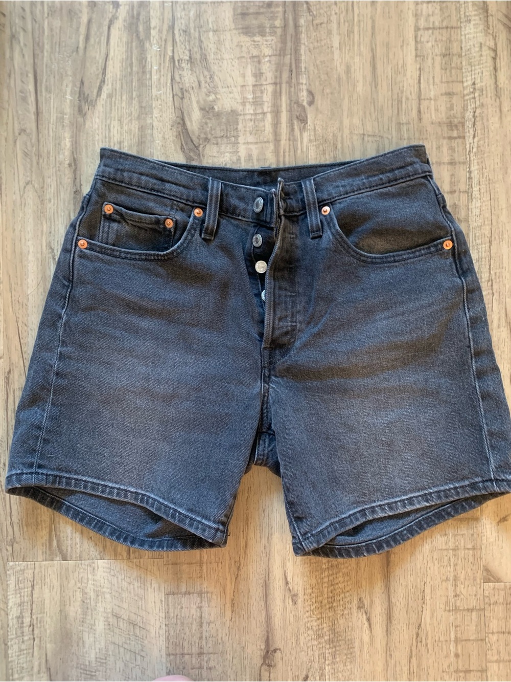 Levi’s *for a big booty* High-Waist Black Denim Button-Fly Shorts